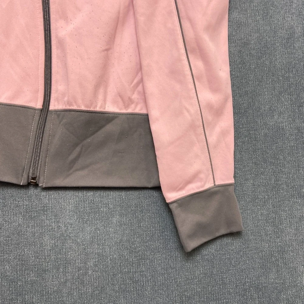Nike Sportswear Athletic Jacket Girl L Pink Gray Fleece Lined Full Zip Mock Neck